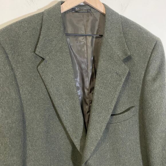 Stanley Blacker Dark Olive Green 100% Camel Hair Sportscoat Jacket SZ XL/42 ** - Picture 2 of 15